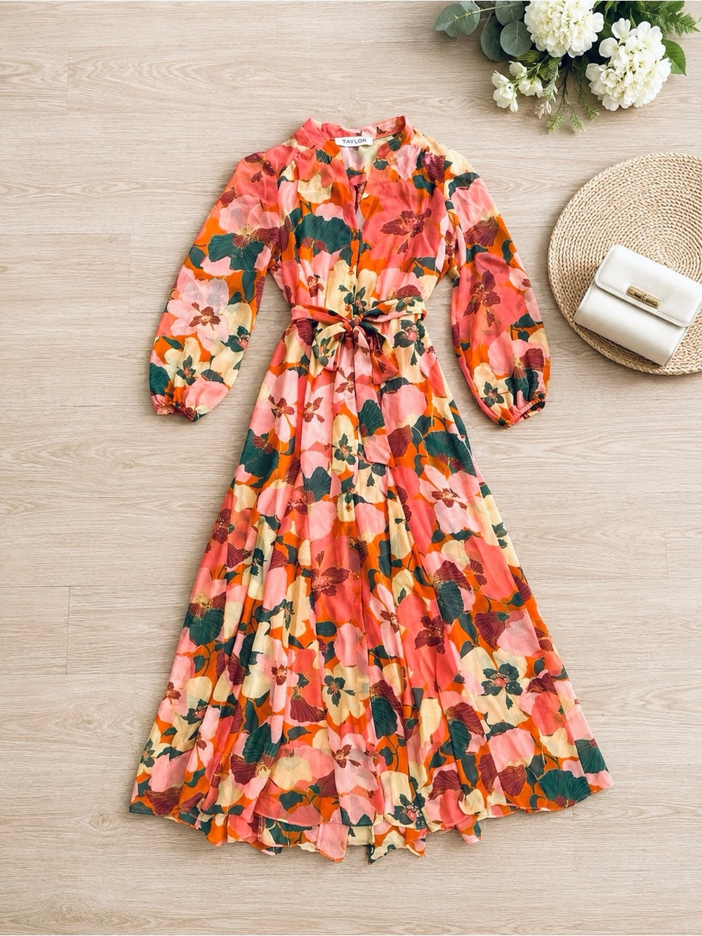 Taylor Floral Belted Maxi Dress – Size 10